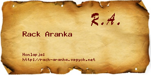 Rack Aranka névjegykártya